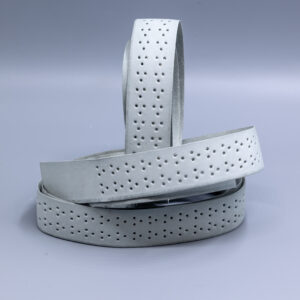 Lederband Gelocht grau